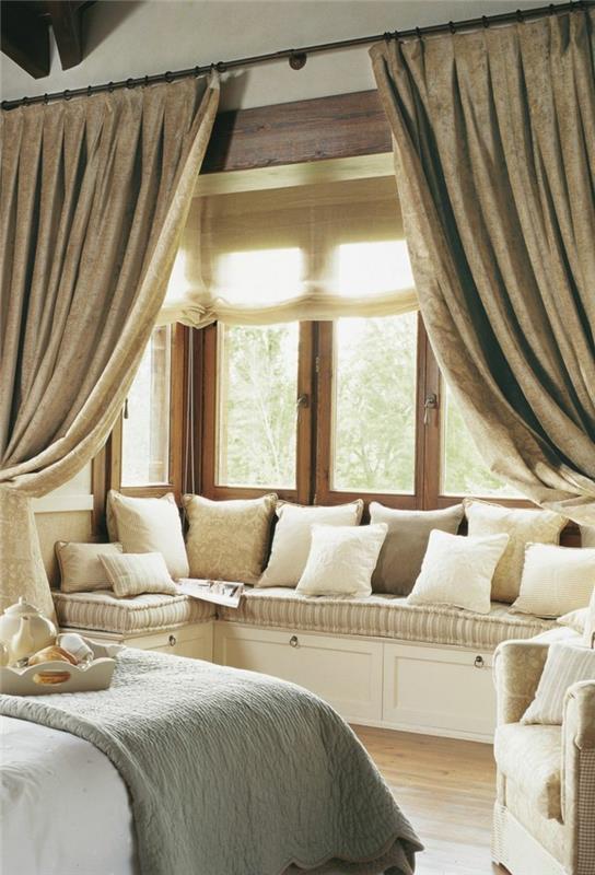עיצוב חדר שינה אדן חלון כריות זרוק מרופדות צבע טבעי