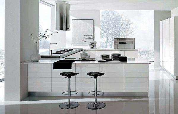 לוח צבעים יפהפה במטבח לבן שחור שילוב קלאסי