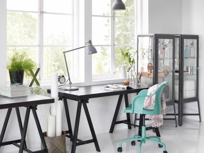 רעיונות חיים יפים משרד ביתי איקאה ירוק כיסא משרדי גלגלים צמח