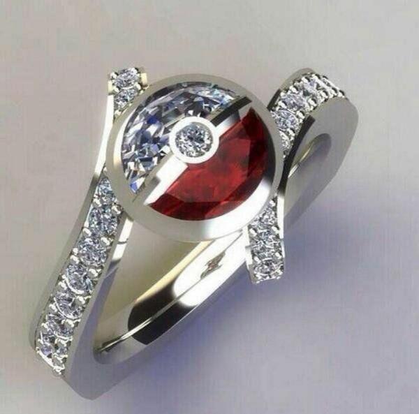 טבעת אירוסין יפהפיה טבעת יהלום כסף אדומה
