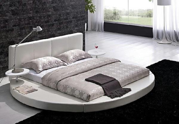 מיטת פלטפורמת חיפוי קיר שחור מיטות עגולות