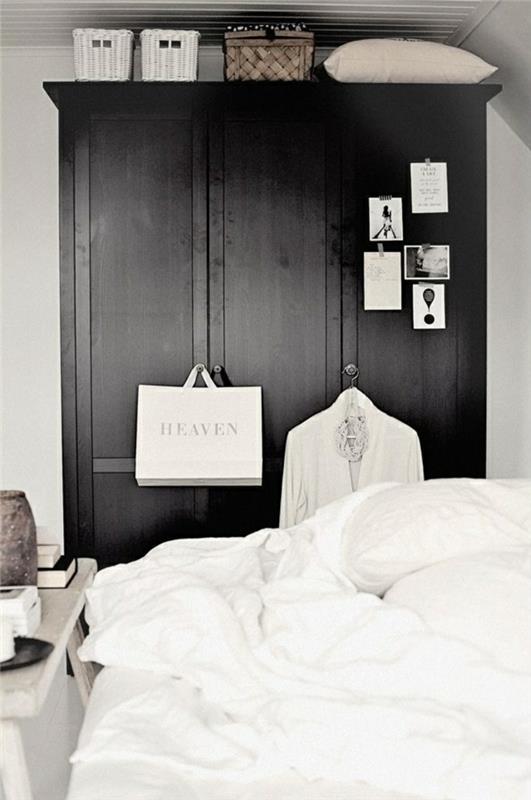 ארון בגדים שחור מצעים לבנים רעיונות לבית חדר שינה