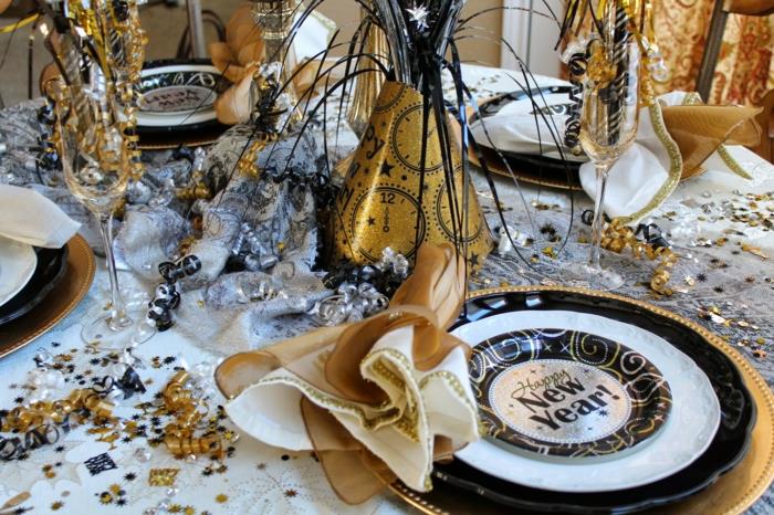 רעיונות דקו מסיבת ראש השנה קישוט שולחן קישוט שולחן קישוט שולחן ערב השנה החדשה זהב