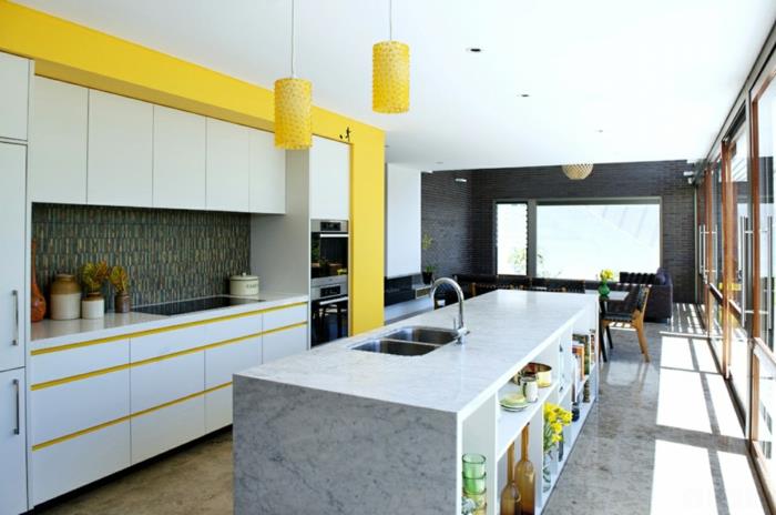 צבעי קיץ צבעי פנטון צהוב ציוד מטבח מודרני