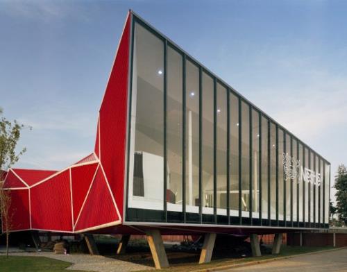 עיצובים בניינים מרהיבים בסגנון חזית אדומה בסגנון אוריגמי