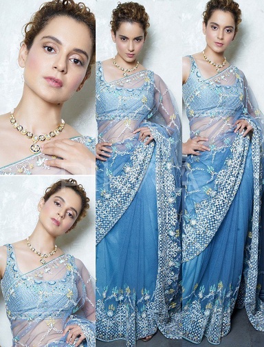Sari azul de Kangana Ranaut