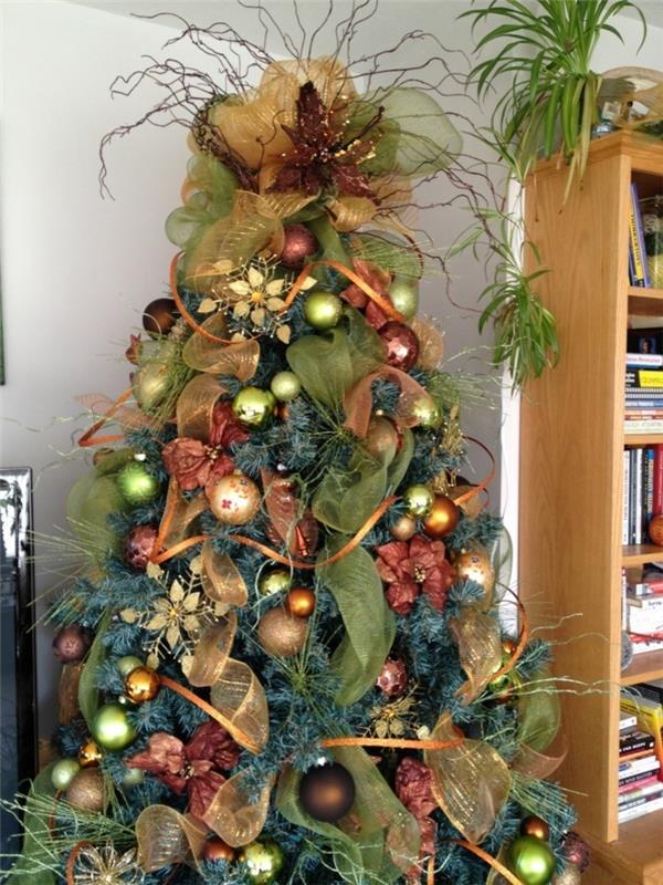 עץ חג המולד לקשט רעיונות דקו קישוטי חג המולד כחול כתום