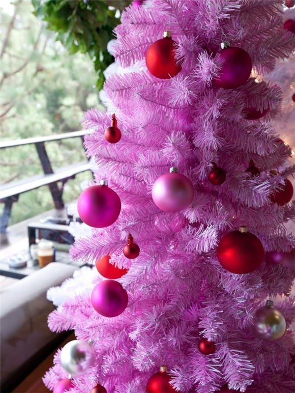 עץ חג המולד לקשט רעיונות דקו קישוטי חג המולד אדום ורוד