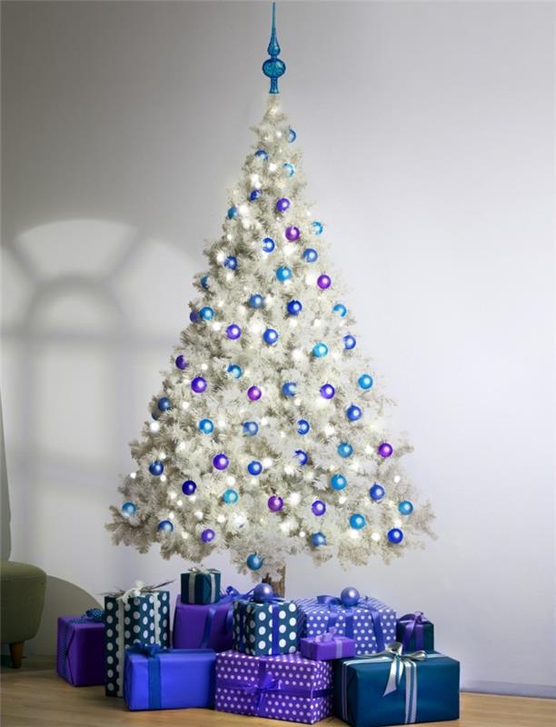 עץ חג המולד מקשט רעיונות דקו קישוטי חג המולד לבן סגול סונד