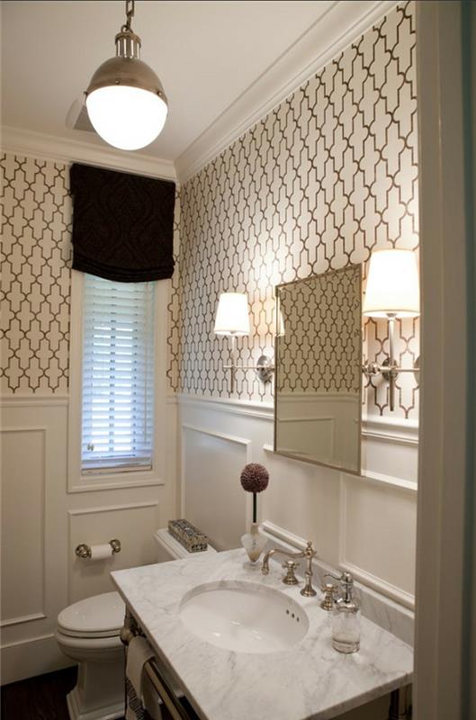 טפט דפוס עיצוב אמבטיה רעיונות עיצוב קיר אורות קיר אמבטיה מראה חדר אמבטיה קטן