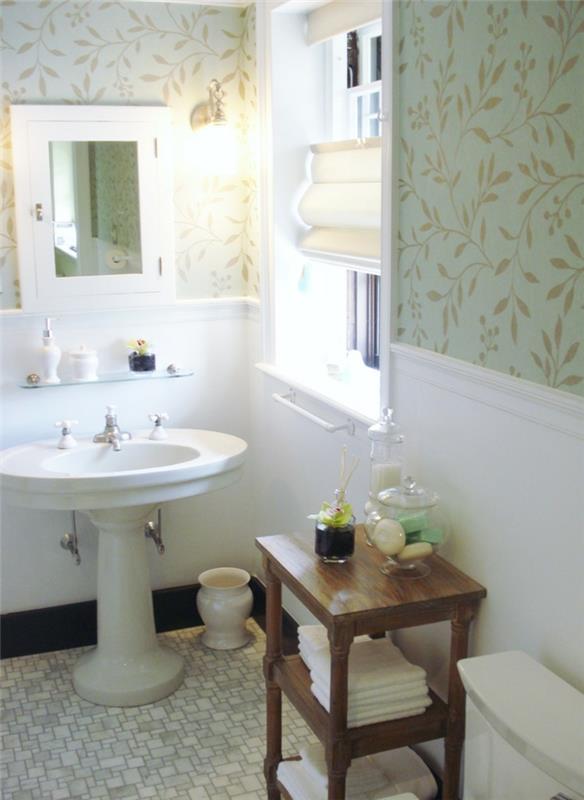 טפט בדוגמת אמבטיה קיר בדוגמת פרח ירוק
