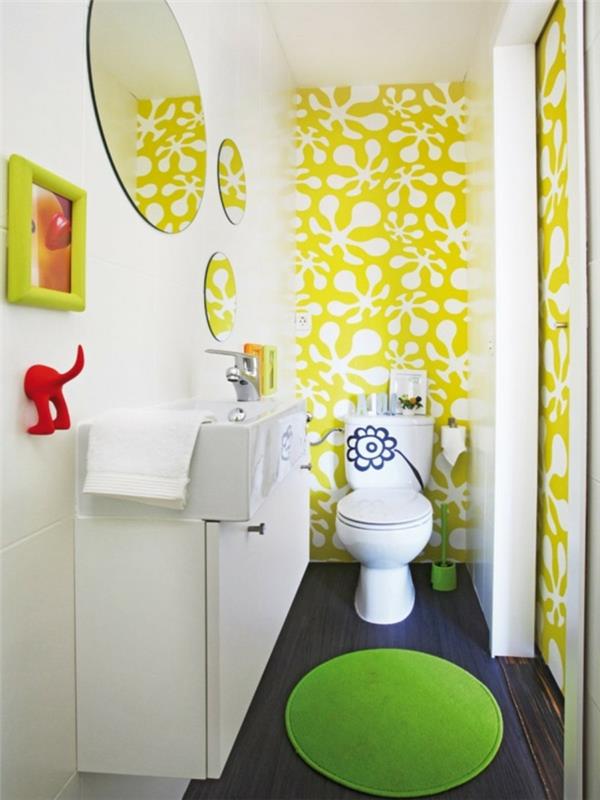 דפוס טפט ​​לילדים אמבטיה צבעונית דוגמת מראה אמבטיה עגולה