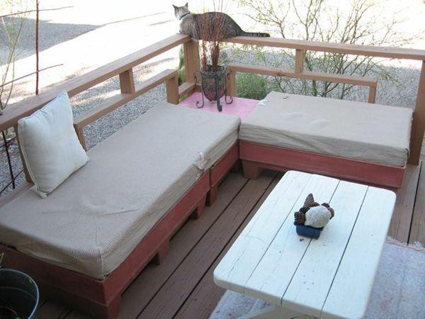 ספה בעיצוב מרפסת DIY ריהוט גן עשוי משטחים