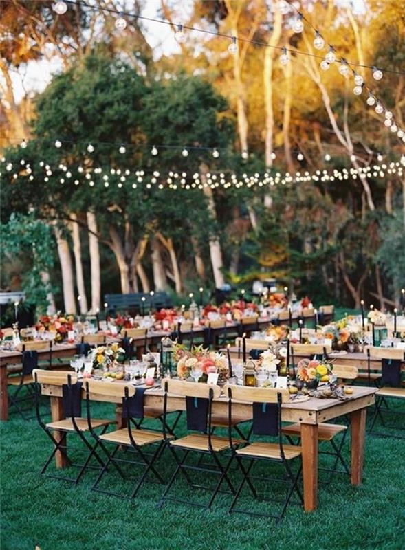 קישוט שולחן מסיבת גן חתונה אלגנטית חוגגים אורות פיות