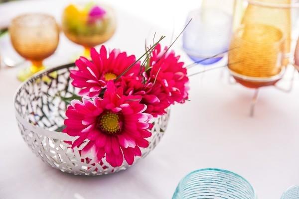 קישוט שולחן קערת פסחא פרחים צבעוניים