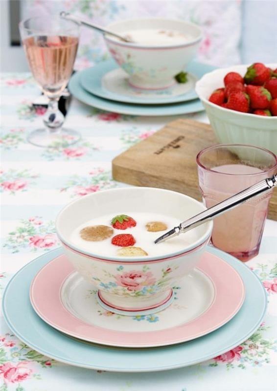 קישוט שולחן קולקציית קיץ צמח קערת פורצלן ארוחת בוקר כוסות