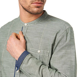 Camisa de hombre de manga larga con cuello redondo