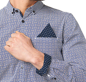 Camisa de hombre estampada con bolsillo y cuello elegante