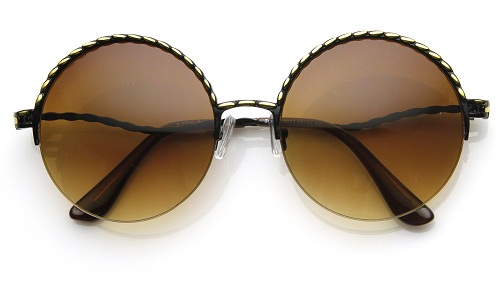 Gafas de sol de diseñador sin montura doradas con clase para mujer