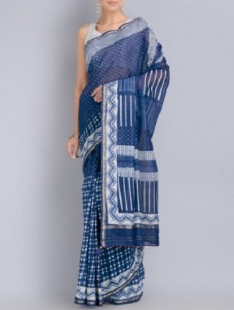 El sari índigo de Chanderi Zari