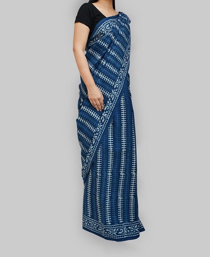 El diseño de sari de algodón índigo