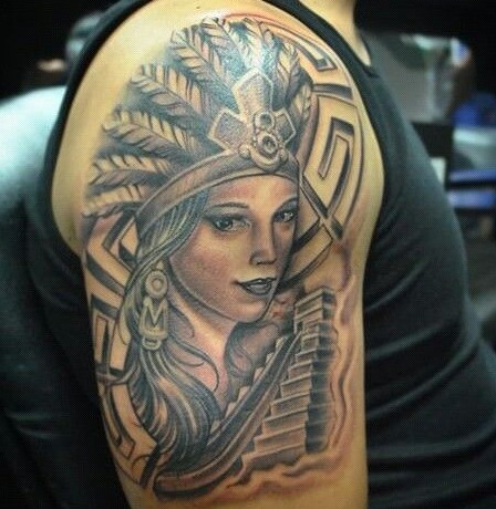 Tatuajes Aztecas Mexicanos con Princesa