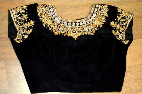 Diseños de bordado de blusa de boda-Blusa de bordado de terciopelo negro 10