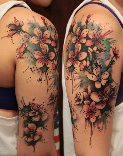 Acuarela especial tatuaje de flores tribales