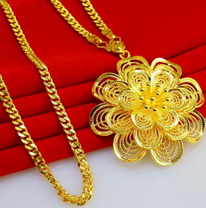 Diseños de collar de flores de oro para novia