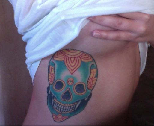 Disegno del tatuaggio messicano con teschio