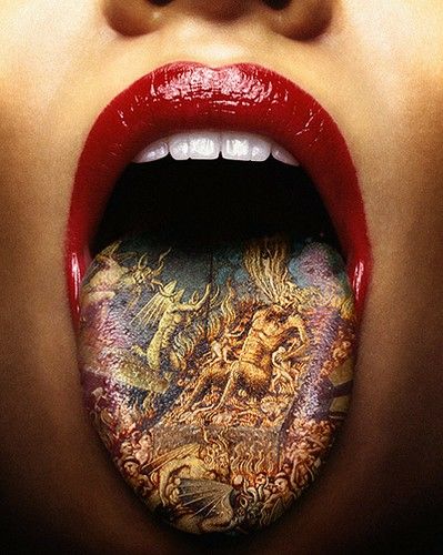 Disegno del tatuaggio della lingua