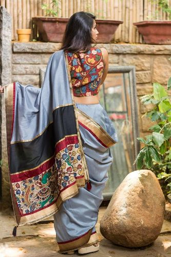 Kalamkari Camicetta Design per Sari di Seta