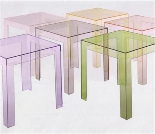ריהוט זכוכית מעוצב שקוף שולחנות צד צבעוניים קטנים