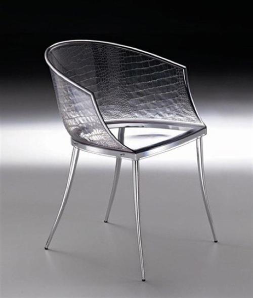 כיסא בדוגמת תנין שקוף מעוצב מזכוכית