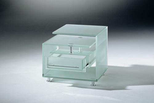 ריהוט מעצבים שקוף עשוי שולחן צד מזכוכית חלבית