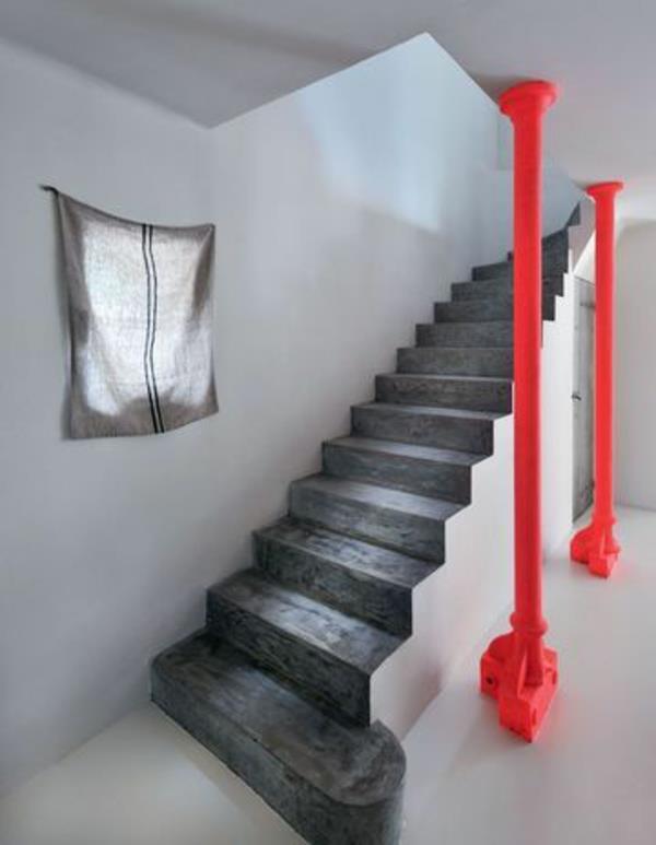 עיצוב מדרגות עיצוב רעיונות מדרגות אבן עמודים כתומים