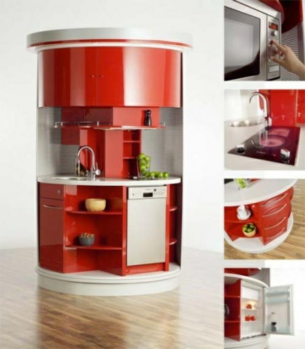 מודול עיצוב רהיטי מטבח רעיונות מטבח בצורת אליפסה אדומה