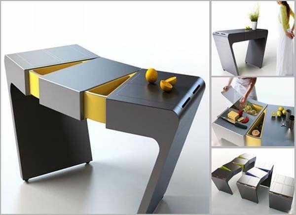 מודול עיצוב רהיטי מטבח רעיונות אחסון שולחן