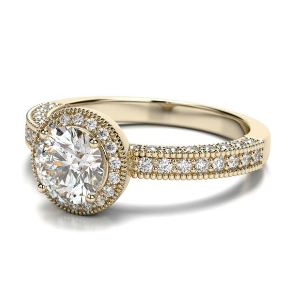 טבעת אירוסין זהב בצורת עגול יהלום טבעת אירוסין הצעת נישואין