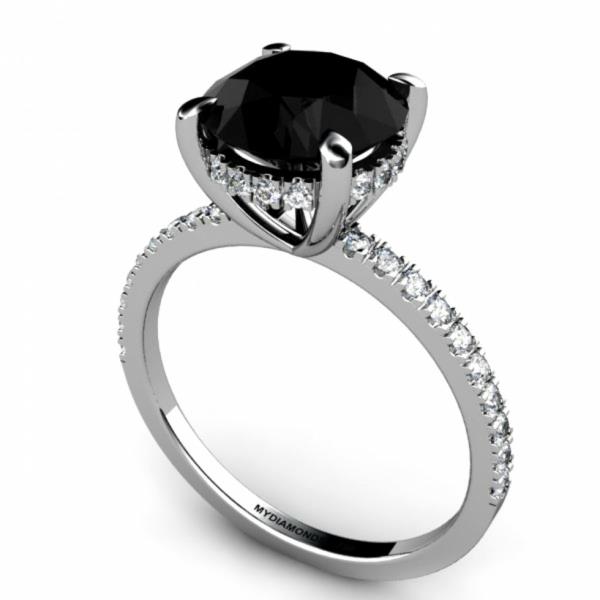 טבעות אירוסין טבעת יהלום כסף יהלום אירוסין שחור