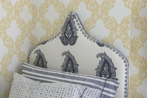 קישוטים למיטה אחת מיטת יחיד טפט כחול לבן