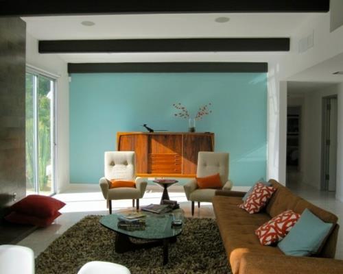 וינטג 'סלון ספה רעיונות עיצוב סלון רטרו צבע קיר רטרו
