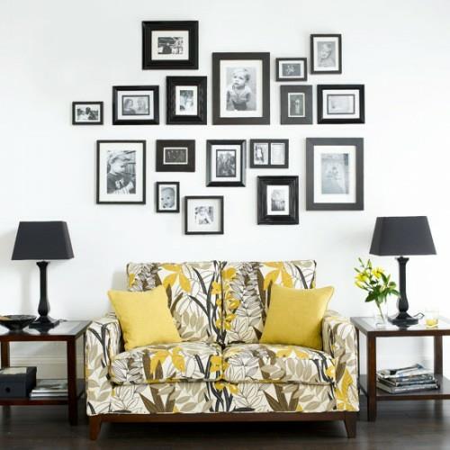 עיטור קיר עם תמונות דפוס פרחים ספה