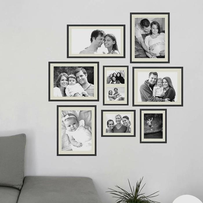 רעיונות לקישוט קירות בסלון מציגים תמונות משפחתיות