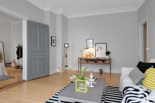 צבע קיר סלון בסלון אפור בהיר סקנדינבי