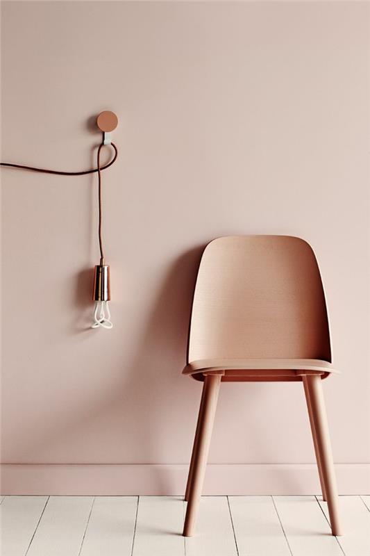 צבעי קיר 2016 צבעי טרנד פסטל ורוד קישוט קיר עיצוב כסא מנורת תליון עץ