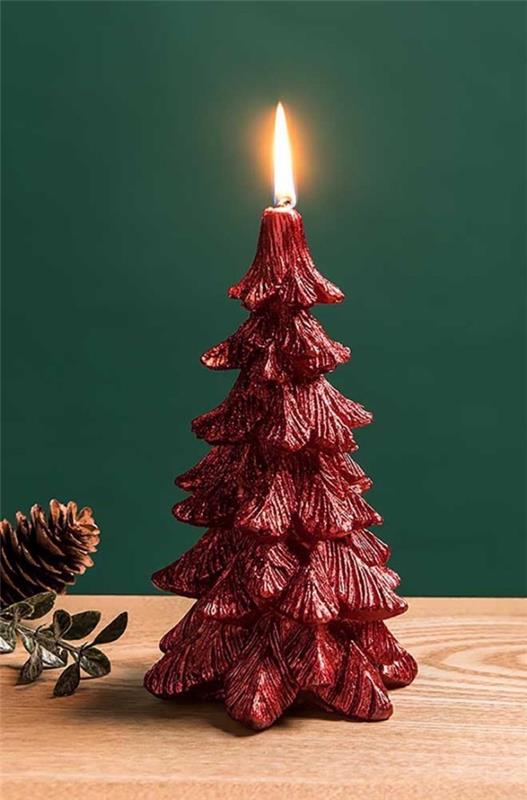 נרות חג המולד קישוט עץ אשוח בצבע אדום