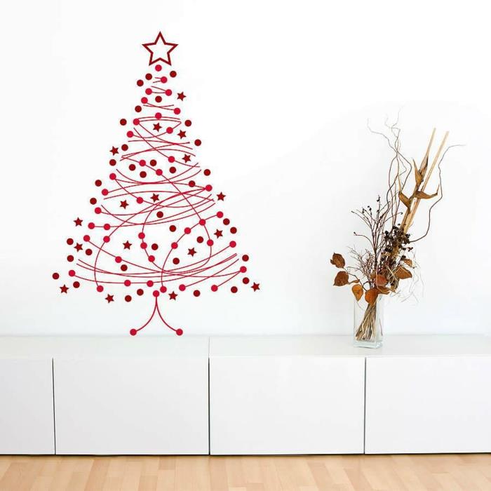 עץ חג המולד מלאכותי מלאכותי עץ חג המולד מבחן דרך קיר קיר מדבקת פיליגרן
