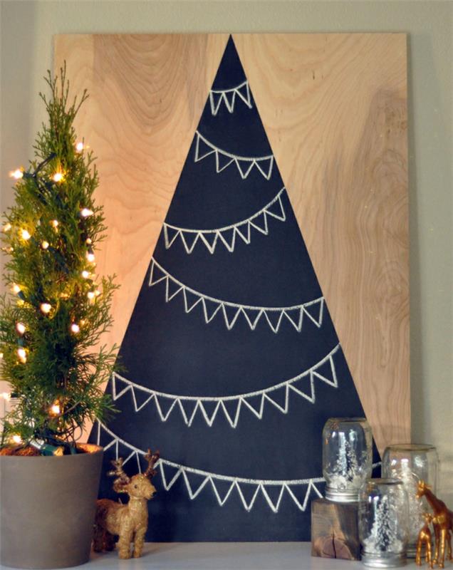 עץ חג המולד מלאכותי מלאכת עץ חג המולד מבחן דרך קיר מדבקת קיר ציור לוח עץ