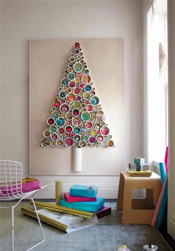 רעיונות לקישוט חג המולד קישוט קיר עץ אשוח רעיונות קישוט יפים